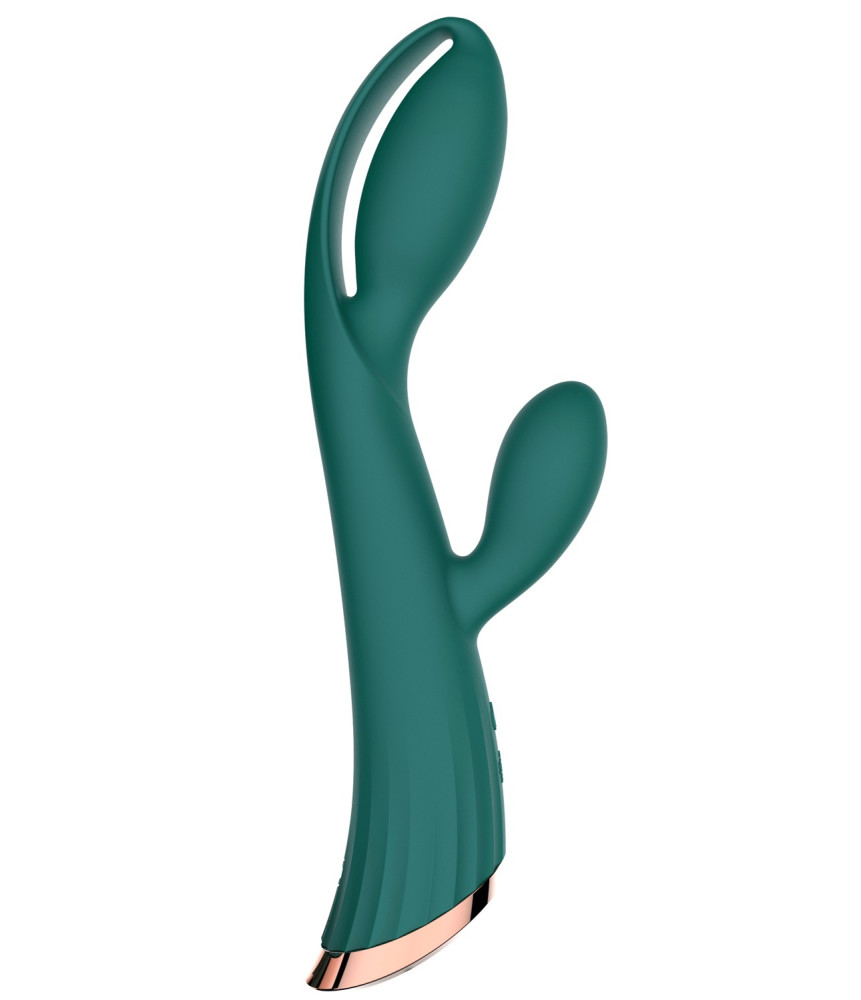 Vibromasseur vert avec stimulateur de clitoris LRIS USB - LRISGREEN